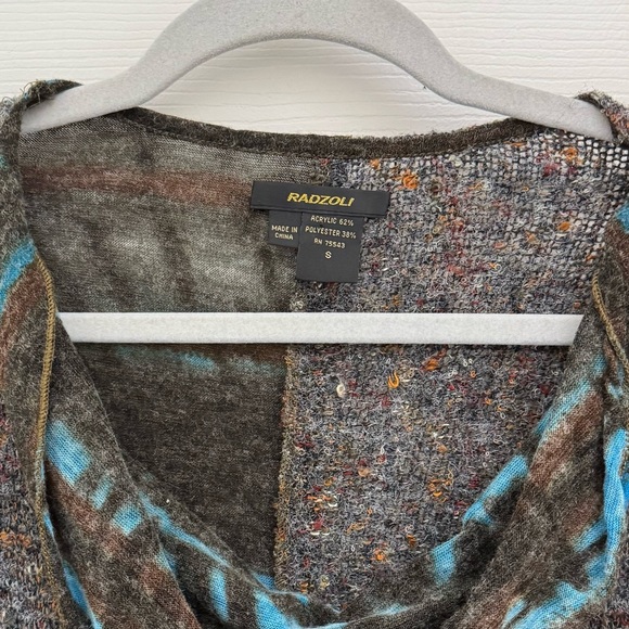 Radzoli Art to Wear Cowl Neck Sweater Size Small Brown Blue Lagenlook - Picture 2 of 5